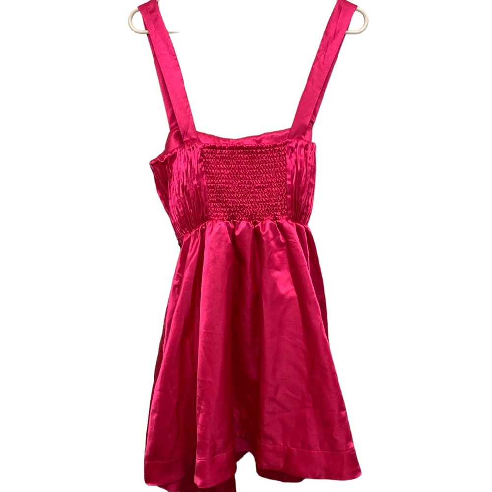 Anthropologie Maeve Hot Pink Satin Mini Dress With Bow NWT - Picture 10 of 15